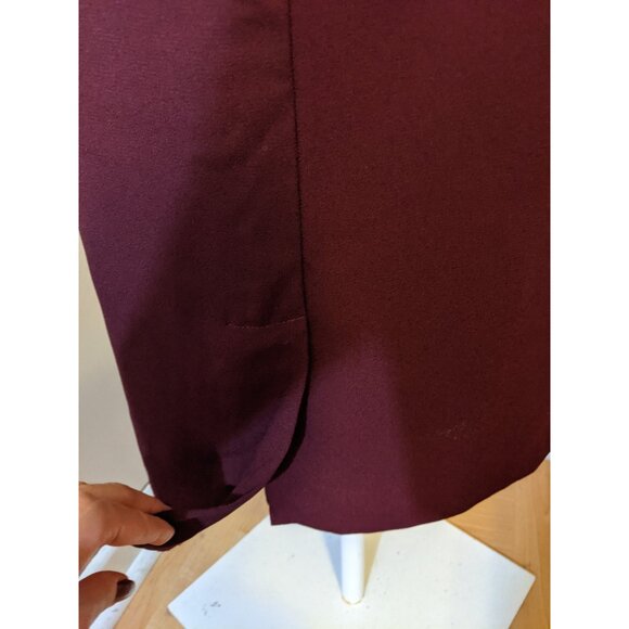 Womens Vintage Burgundy Pencil Skirt Midi Lined Office Classic 90s Retro Sz 8 - Picture 5 of 8
